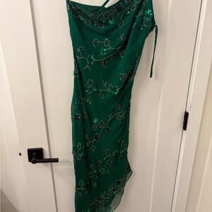 El Corte Ingles Green Silk Sequin Dress - Size 40 EU